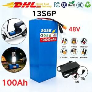 48V 13S6P 100000mAh 대용량 고속 충전 리튬 배터리 팩 | BMS가 장착된 전기 자전거/전동 스쿠터/전동 공