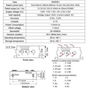 AC 전류 센서 QN3DB1 1A 5A 20A / 5V 0-10V 4-20mA RS485 ct 변환기 삼상