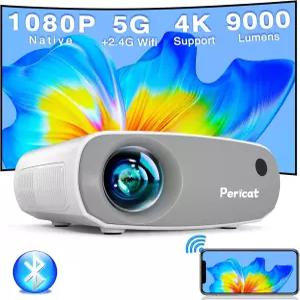 WiFi와 블루투스를 지원하는 프로젝터 5G 미니 Native1080P 원격 제어가 가능한 휴대용 야외용 9000럭스