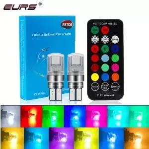 T10 RGB LED 194 168 W5W 5050 SMD 신호등 오토무비 인테리어 돔 등 리모컨 자동차 액세서리