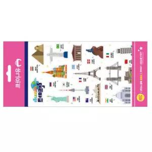도하지몰 1500 투명스티커 2매입 NO.30 랜드마크 칭찬스티커