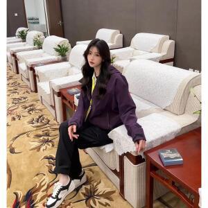 청수정 여성 [데일리] 송지아의 특별한 엠보싱 자수 보라색 후드 재킷 KS