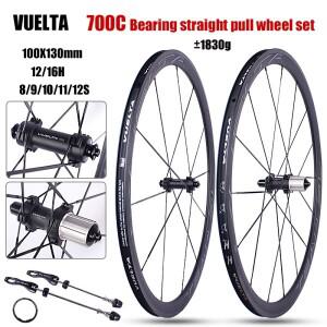 VUELTA 700C 로드 자전거 휠셋 알루미늄 합금 V 브레이크 4베어링 스트레이트 풀 초경량 1216H 100130mm