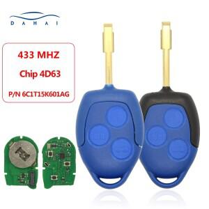 Dahai P/N: 6C1T15K601AG 포드 운송 WM VM 2006-2014 블루/블랙 FO21 Blad 용 3 버튼 433Mhz 4D63 칩 원격