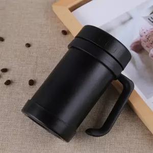 손잡이 머그컵 스텐 보온컵 사무실 개인용 500ml 블랙