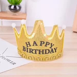 부직포 글리터 LED생일 왕관 머리띠(골드) 머리띠 생일머리띠