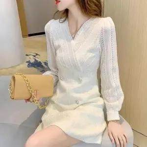 랩디자인 블라우스 상견례 모임 트위드 원피스 화이트