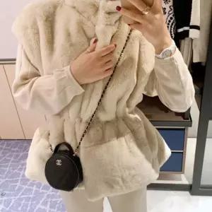 포근 퍼 베스트 조끼 노카라 반팔 럭셔리 레이어링 레이어드 패딩조끼