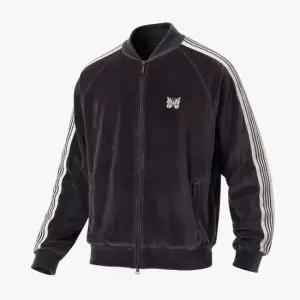 니들스 Rib Collar Track Jacket Velour - CHARCOAL QV319) 리브 칼라 트랙 자켓 벨루어)