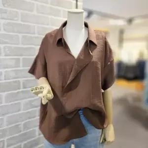 [레코브]SB41F8BL023X_린넨 혼방 카라 블라우스