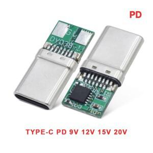 USB-C PD QC 트리거 9V 12V 15V 20V DC 가변 전압 전원 모듈 5A Type-C 수 입력