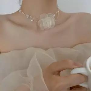 목걸이 초커목걸이 초커 장미 진주초커 진주 비즈 여성 패션 끈목걸이