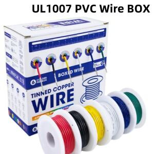 PVC 와이어 믹스 키트 절연 주석 도금 구리 케이블 AWG 연선 전선 PCB UL1007 6 가지 색상 30 28 26 24 22