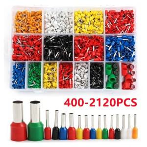 400/1200/2120PCS 절연 코드 엔드 터미널 관형 압착 단자 전기 와이어 케이블 페럴 커넥터 링 슬리브