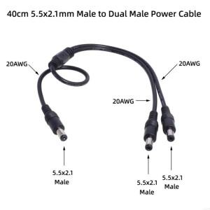 2웨이 DC 전원 분배기 케이블 20AWG 5.5x2.1mm 1 남성 공급 장치 커넥터 LED 조명 카메라