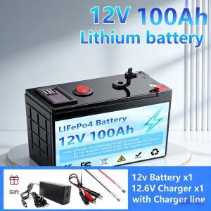 12V 100Ah LiFePO4 리튬 배터리 6000+ 딥 사이클 태양광 RV 보트 해양 백업 전원용 충전식