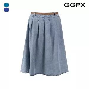 GGPX백 밴딩 벨트 세트 아코디언 데님 스커트 GQ1SK013F