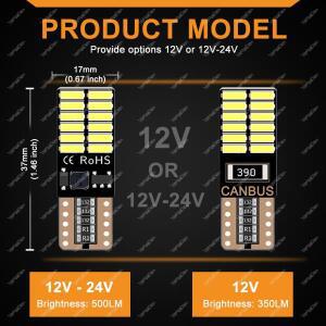 2/4/10pcs  T10 W5W LED 전구 12V 24V 4014-24SMD 6500K 밝은 화이트 자동차 인테리어 돔 의례 트렁크 번호