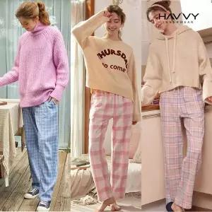 [NS홈쇼핑][HAVVY] 하비 여성 약기모 체크 잠옷바지 3종세트[35511242]