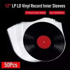 50PCS 12 인치 비닐 레코드 보호기 LP 봉투 정전기 방지 슬리브 외부 내부 플라스틱 투명 커버 컨테이너
