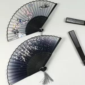 무용 부채 합죽선 전통 꽃 매화 흑색