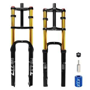 ZTZ 20/26인치 4.0 팻 타이어 자전거 에어 서스펜션 포크 - 180mm 트래블, 135mm 허브 간격, QR 9mm, 더블 크라운 쇼크 흡수 포크, MTB 스노우 비치 전기자전거용