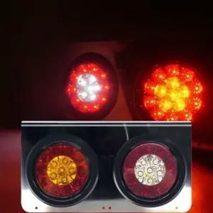 C-010 24V 사각 2구 스텐판 3WAY LED 테일 램프 데루 후미 등/자동차 차량 보조 수리 튜닝 교체용 차량용