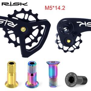 위험 MTB 도로 자전거 뒷 변속기 자키 휠 나사, 티타늄 합금 풀리 가이드 고정 볼트, 2pcs M5  14.2mm