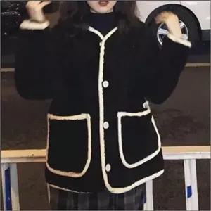 여자양털가디건 여자 자켓 뽀글이퍼 버튼 루즈핏 인조양털 아우터 라운드넥