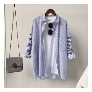 여성 데일리 셔츠 롱셔츠 블라우스 스트라이프