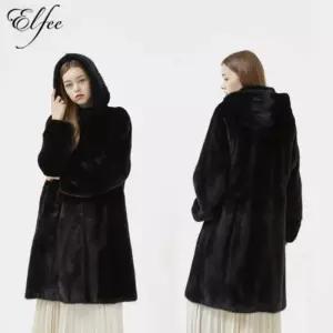 엘페 후드 스킨온스킨 블랙 밍크 휘메일 코트(EAW6EC08)