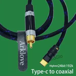 USB c동축 케이블 Male Typec디지털 rca 오디오 인터페이스 어댑터 dac amp 사운드 프리 용 와이어 spdif