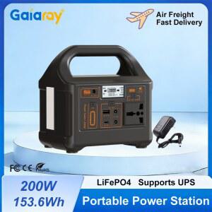 점프 스타터 Gaiaray 200W 발전소 220V 110V 태양열 발전기 야외 휴대용 태양 광 발전 153.6Wh LiFePo4 배터리 고속 충전 보조베터리