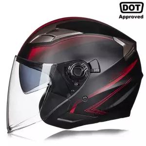 오토바이 헬멧 반 얼굴 이중 쿨 코 모토 사계절 남성 여성 거리 패션 Capacete De Moto Safety DOT