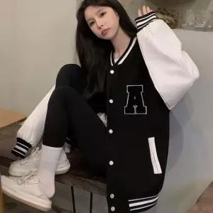 캐주얼 여성 학생 패션 기모 안감 오버핏 야구 점퍼