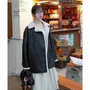 OIOI COLLECTION 무스탕 하프 코트 [BLACK] 182945