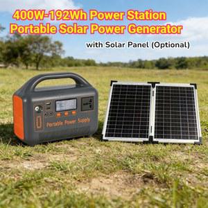 점프 스타터 400W 휴대용 발전소 태양광 발전기 220V 192Wh LiFePO4 파워뱅크 캠핑 비상용 에너지 태양광 패널 충전기 포함