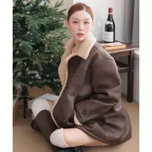 OIOI COLLECTION 무스탕 하프 코트 [BROWN] 182948