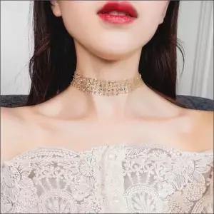오너클랜 여자 레이어드 스팽글목걸이 데일리목걸이 글리터초커목걸이 초커 목줄 비즈목걸이