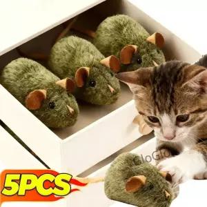 1/5pcs 인터랙티브 마우스 플러시 고양이 씹는 삑삑이 소리 나는 모조 쥐 물림 방지 새끼 용품