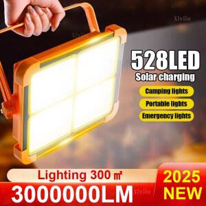 528LED 태양 충전 홍수 빛 IP66 방수 휴대용 텐트 캠핑 라이트 보조베터리 10000mAh 야외 비상 조명