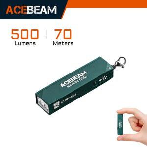 ACEBEAM 키체인 손전등 Keylite 500 충전식 손전등 자기방어 스트로브 모드 듀얼 LED 조명 캠핑 작업