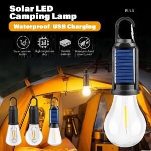 야외 태양 전원 LED 램프 전구 USB 충전 캠핑 라이트 휴대용 조명 방수 손전등 낚시 필수품