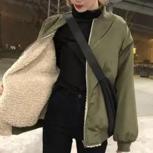 오너클랜 패션라인여자 윈터 웜 리버시블 블루종 아우터 트렌디 데일리룩 점퍼 윈드브레이커