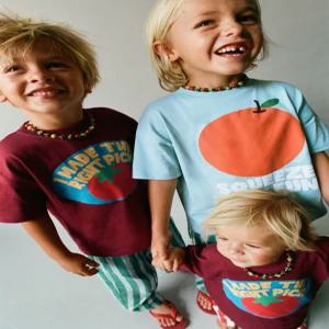 ZARA 과일 프린트 티셔츠 - 하늘색 5643/698/403 491296