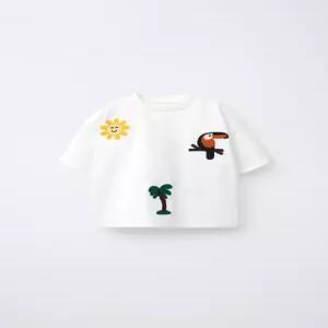 ZARA 크로셰 패치 티셔츠 - 스크래치 화이트 1681/583/251 491281