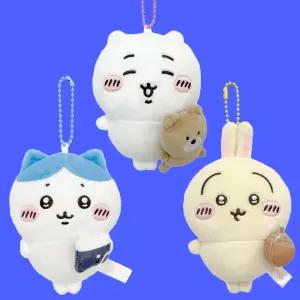 먼작귀 인형 스트레스볼 키링 10cm 3종세트 치이카와 하치와레 우사기 캐릭터 가르마 고양이 나가노 작가 볼체인 키홀더 가방고리