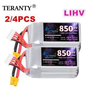2/4PCS TERANTY 4S Lipo 배터리 15.2V 850mAh 100C HV RC FPV 드론 쿼드콥터 헬리콥터 비행기용 XT30 플매