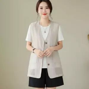 망사 매쉬 마블 버튼 썸머 조끼 여름 베스트 봄 아우터 잠바 점퍼 여성 외투 루즈핏 캐