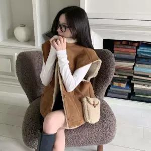 여성 무스탕 크로스백 키치무드 덤블 포함 베스트